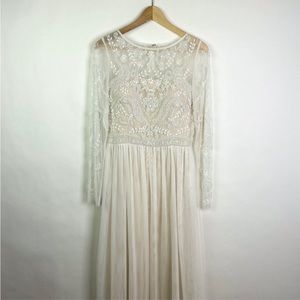BHLDN Sinclair Dress Wedding Off White Size 12 Anthropologie Blush
